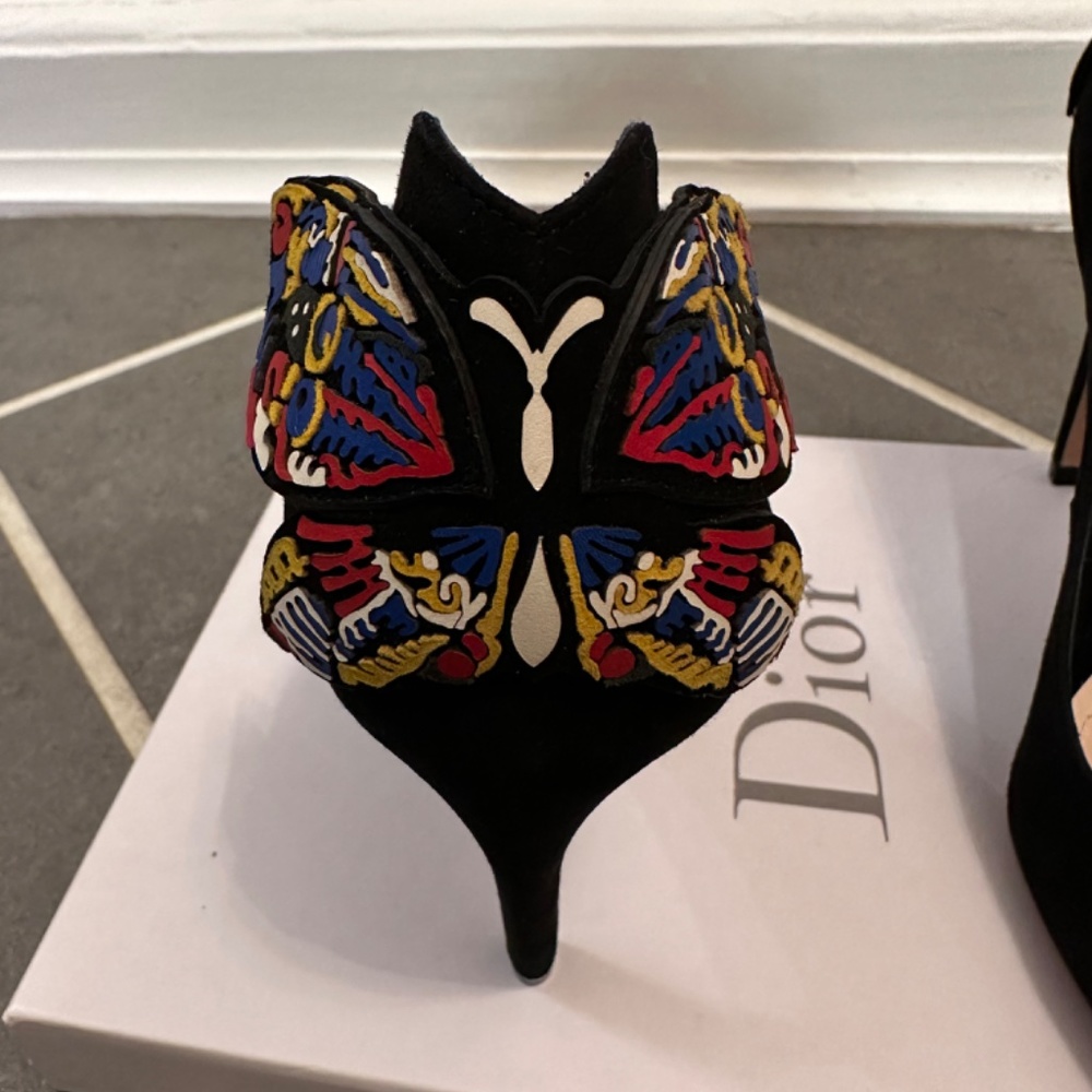 Never Worn Christian Dior Suede D-Butterfly Suede Pumps 39 Black - Picture 4 of 8